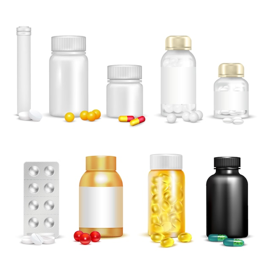 Different types of supplement packaging 